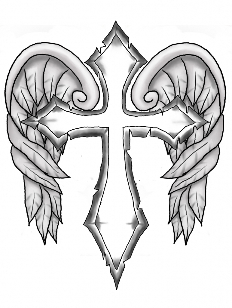772x1024 Cool Cross Drawings How To Draw A Cross With Wings, Stepstep