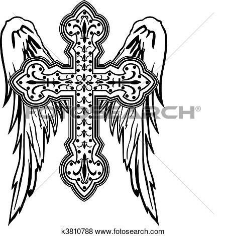 450x470 Cross With Wings Clipart