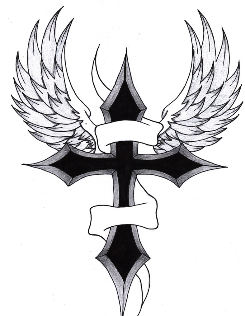 787x1015 Cross With Wings Art Tattoo