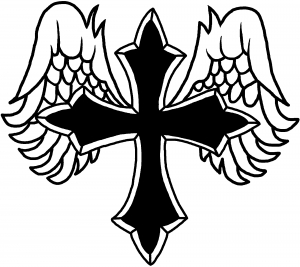 300x267 Christian Cross With Angel Wings Decal Car Or Truck Window Decal