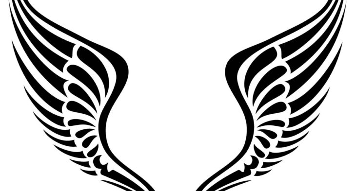 728x393 Collection Of Tribal Cross Angel Wings Tattoo Graphic