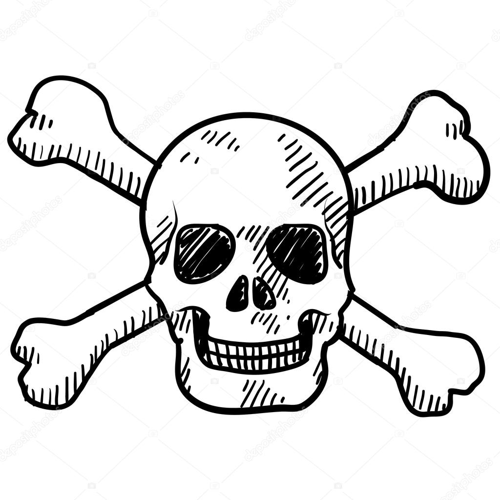 1024x1024 Skull And Crossbones Sketch Stock Vector Lhfgraphics