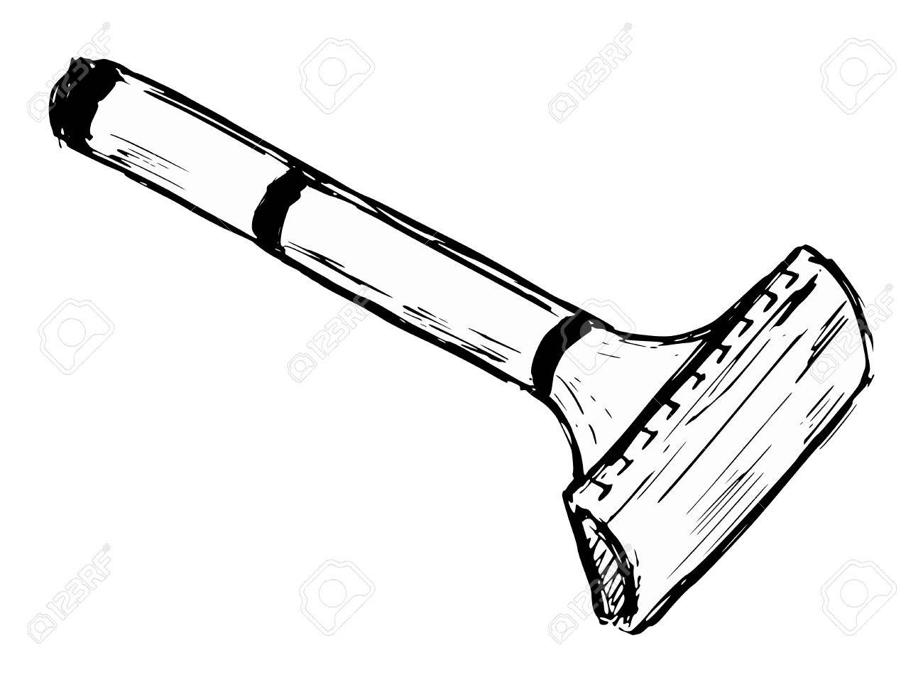 1300x974 Hand Drawn, Cartoon, Sketch Illustration Of Safety Razor Royalty
