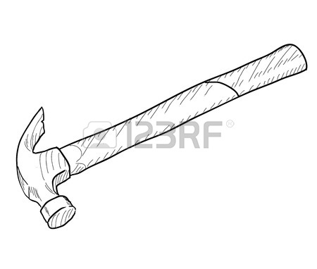 450x382 Sketch, Doodle, Hand Drawn Illustration Of Hammer Royalty Free