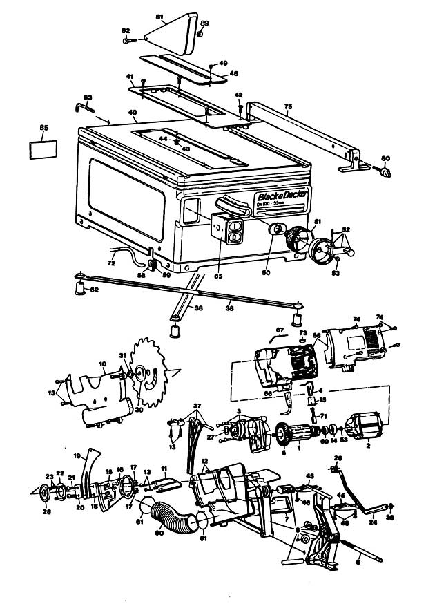 630x874 Black Amp Decker Dn820 Type 1 Bench Saw Spare Parts