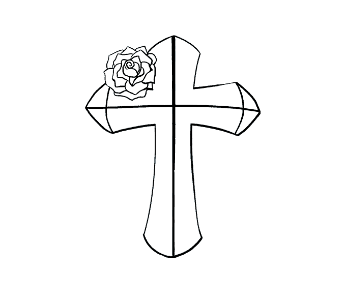 678x600 How To Draw A Cross With A Rose In A Few Easy Steps Easy Drawing