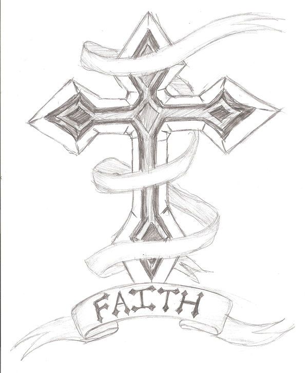 600x726 Cross Outline Tattoo Designs Cross Tattoo Design By ~the Sketch