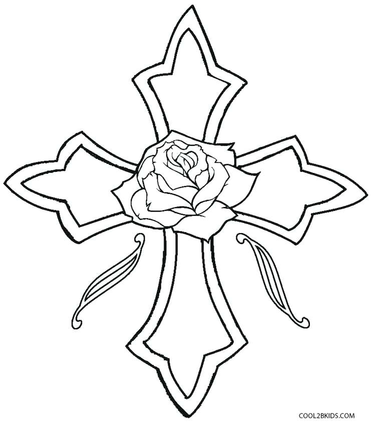 743x850 Coloring Pages Of Roses And Crosses