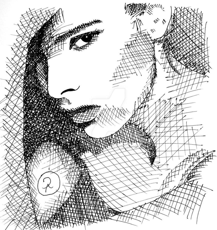 869x920 Girl Crosshatched Drawing By Aaarctist