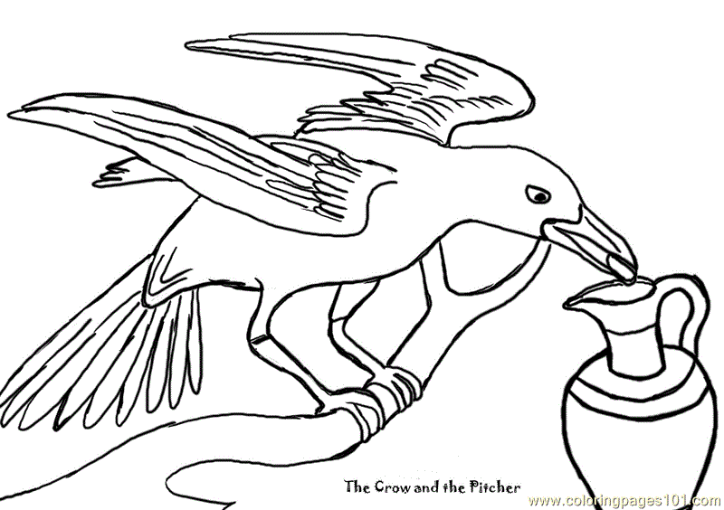 800x564 The Crow And The Pitcher Coloring Page