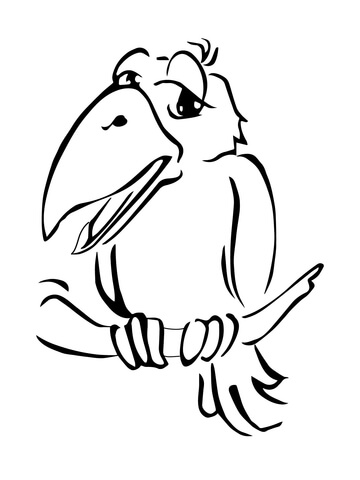 360x480 Cute Crow On Branch Coloring Page Free Printable Coloring Pages