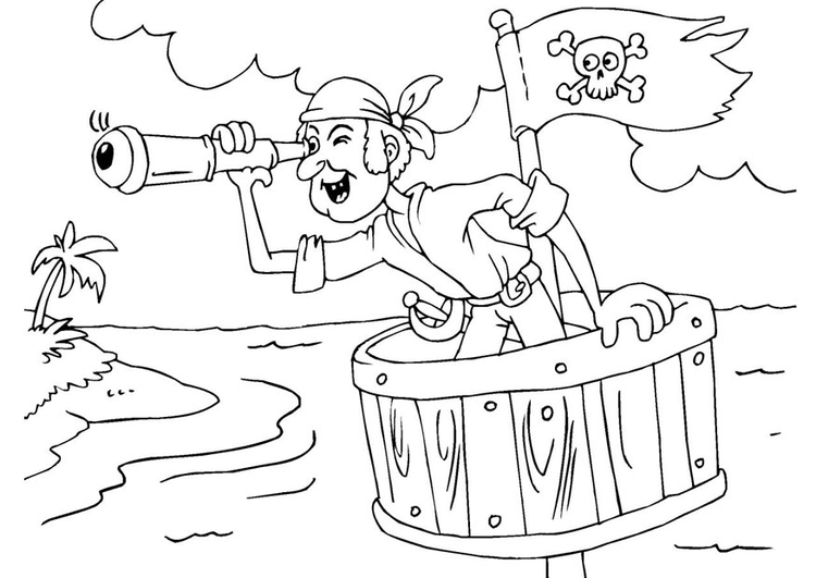 750x531 Coloring Page Pirate In Crow's Nest