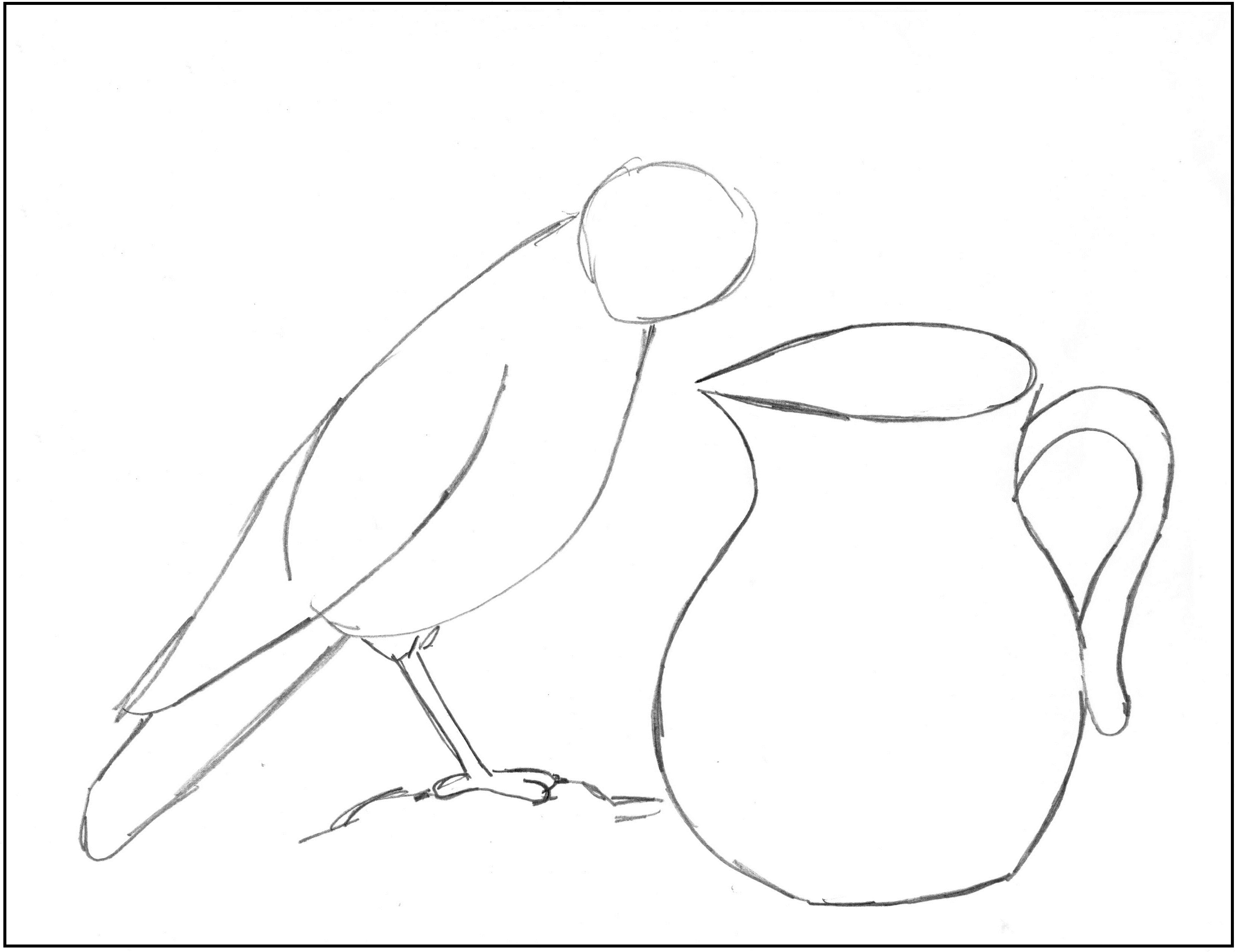3300x2545 The Crow And The Pitcher Drawing Step By Step