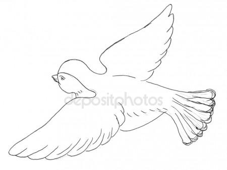 450x338 Sketch Silhouette Flying Bird Crow On The Side Stock Photo