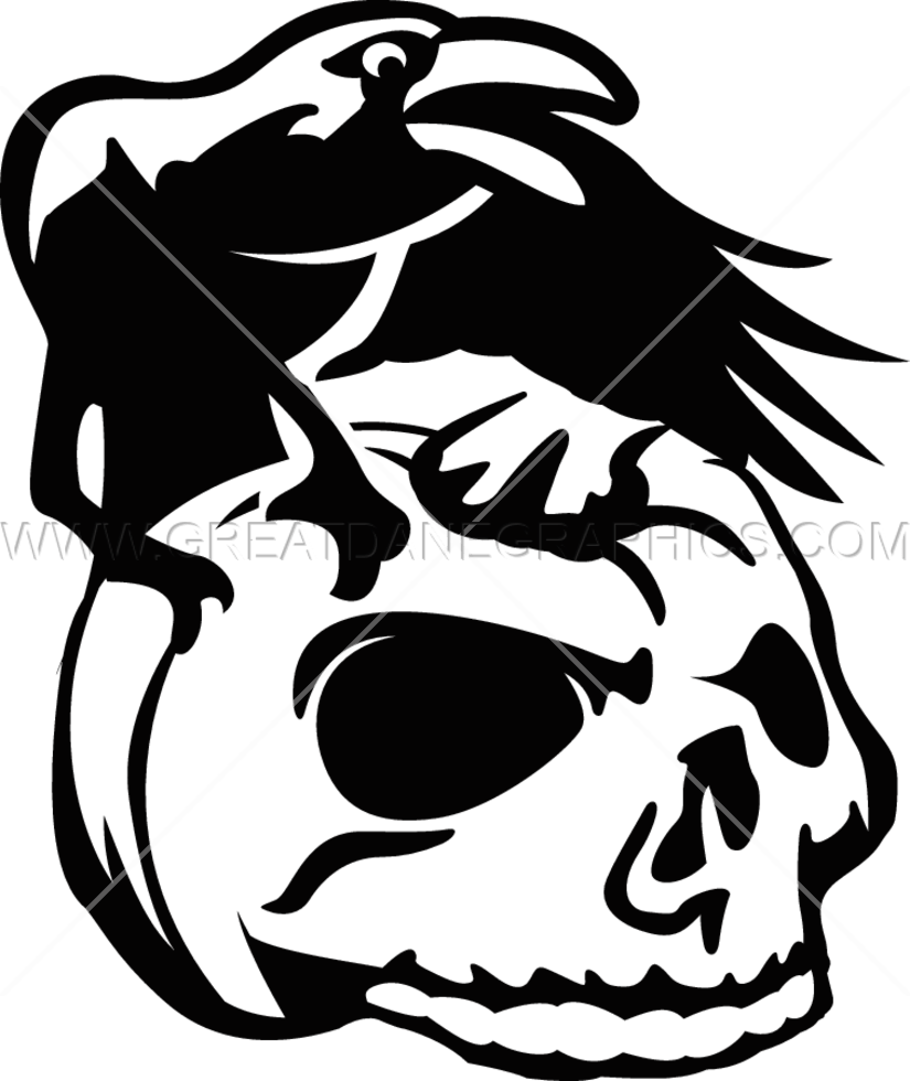 825x980 Crow Pumpkin Skull Production Ready Artwork For T Shirt Printing