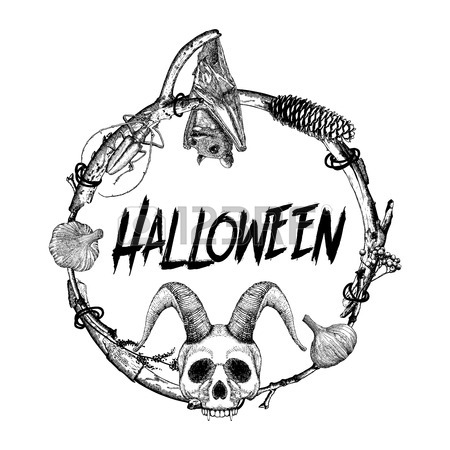 450x450 Happy Halloween Sign And Poster. Halloween Decoration In Twig