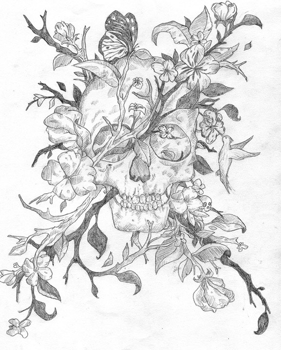 577x719 And Skull Tattoos Drawings