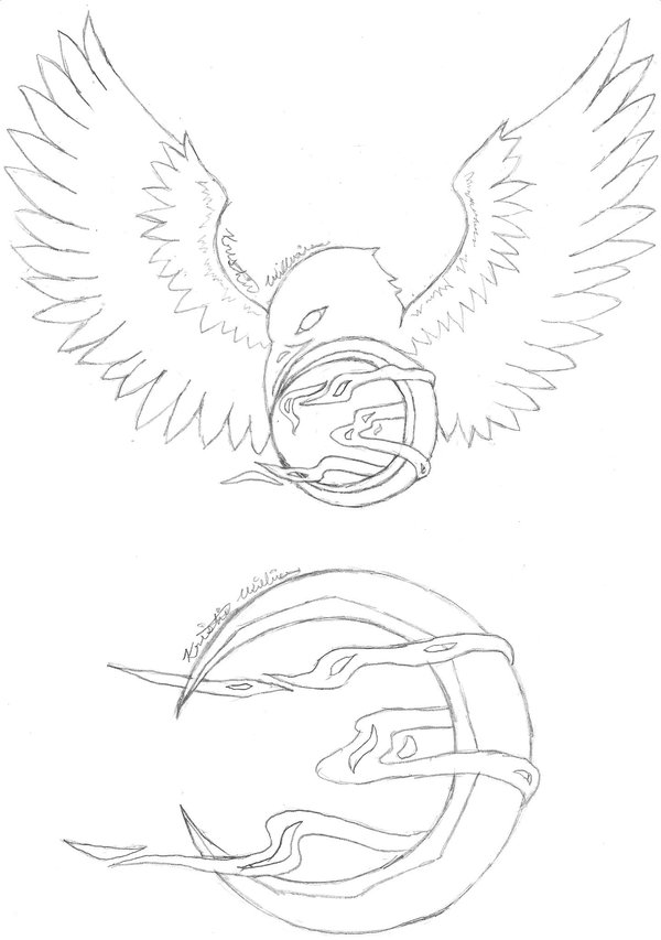 600x853 Crow Tattoo Lineart By Tabby4007