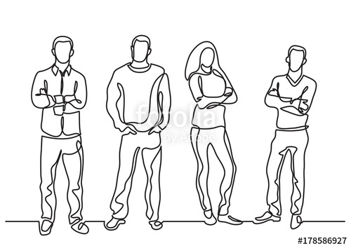 500x354 Continuous Line Drawing Of Group Of Positive People Stock Image