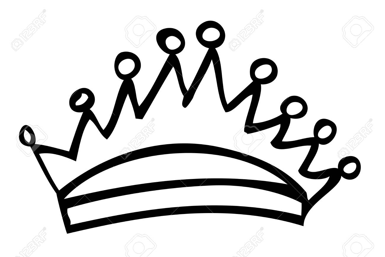 1300x866 Hand Draw Sketch Of Crown, Isolated On White Stock Photo, Picture