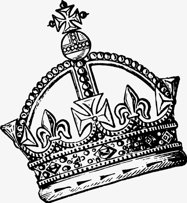 650x707 Hand Painted Crown Vector, Black And White Painting, Hand Painted