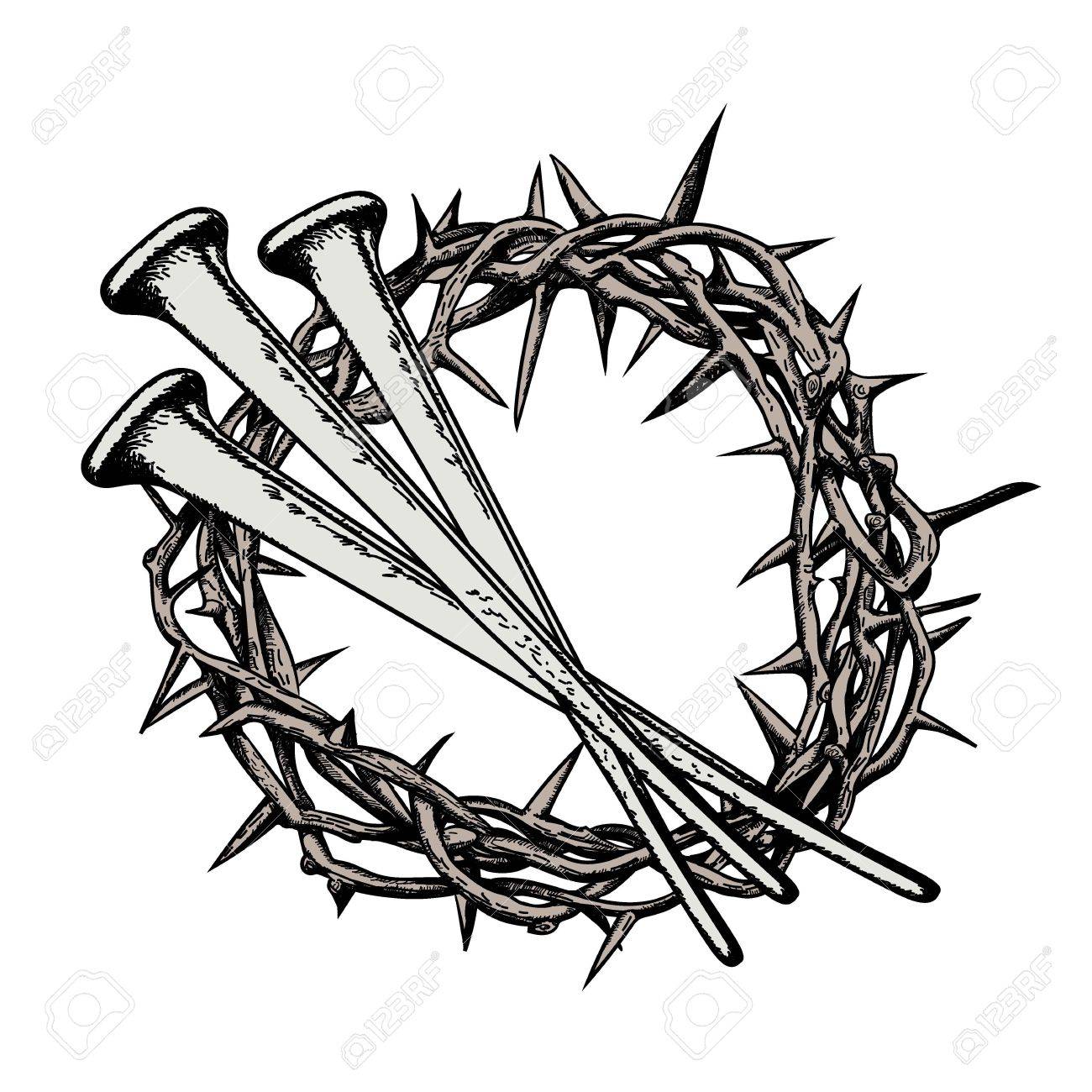 1300x1300 The Crown Thorns With The Nails Jesus Christ. Symbols