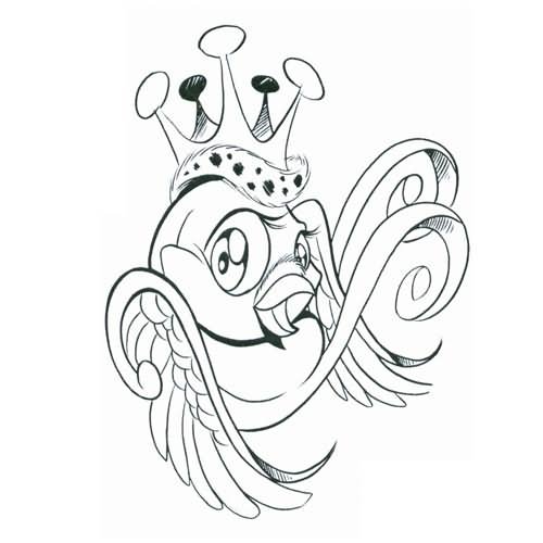 500x500 Swallow Crown Tattoo Design