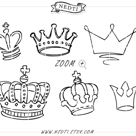 570x570 Crowns Doodle Hand Drawn Vector Prince Crown Digital Clipart