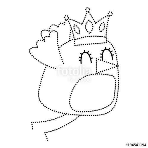 500x500 Beauty Bird Fly With Crown Cartoon Vector Illustration Dotted Line