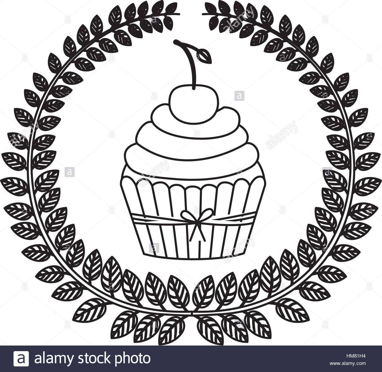 1300x1265 Silhouette Crown Of Leaves With Cupcake With Cream And Cherry