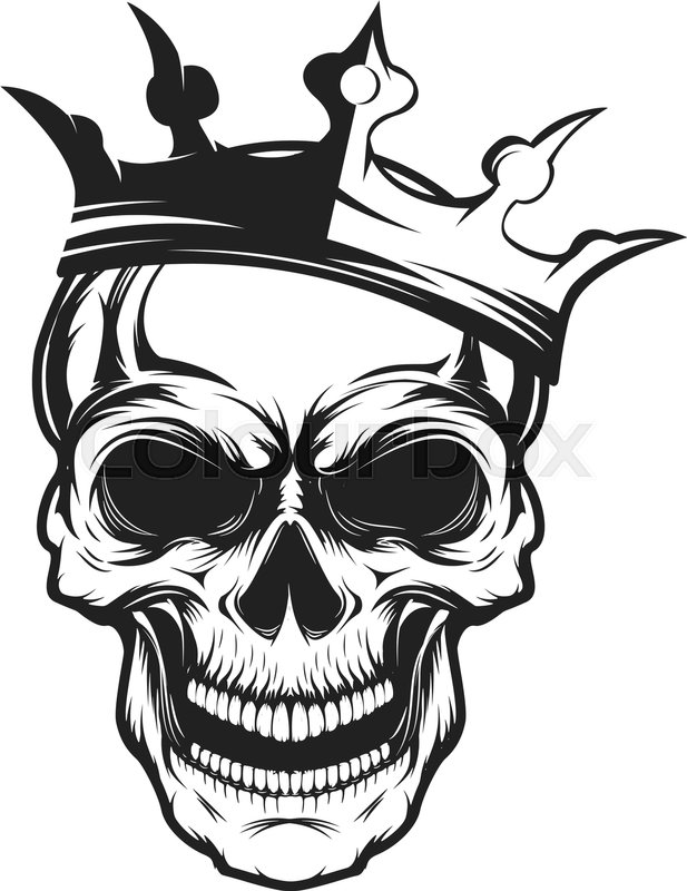 617x800 Skull With Crown. Design Element For Emblem, Badge, Sign, T Shirt