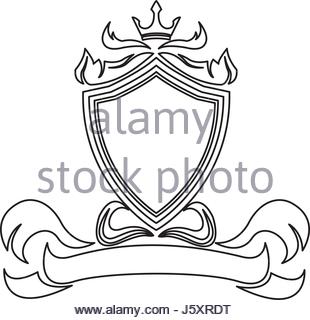 310x320 Shield Crown Decoration Royal Heraldic Ornament Line Stock Vector