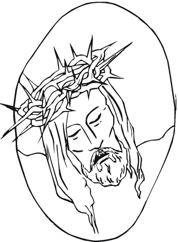 354x480 Jesus With Crown Of Thorns Coloring Page Free Printable Coloring