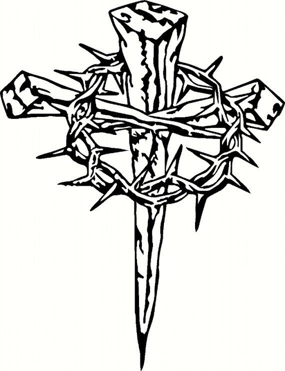 570x743 Vinyl Cross With Crown Of Thorns Crown, Etsy And Wood Burning