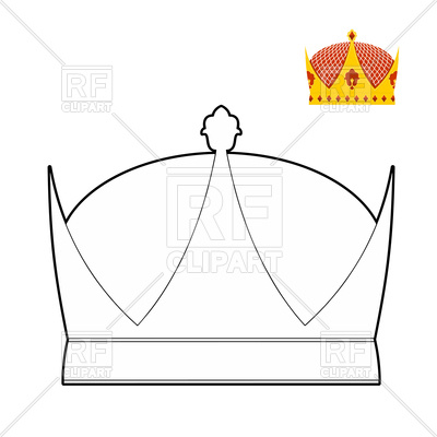 400x400 Coloring Book With Crown, Royal Crown Outline Royalty Free Vector