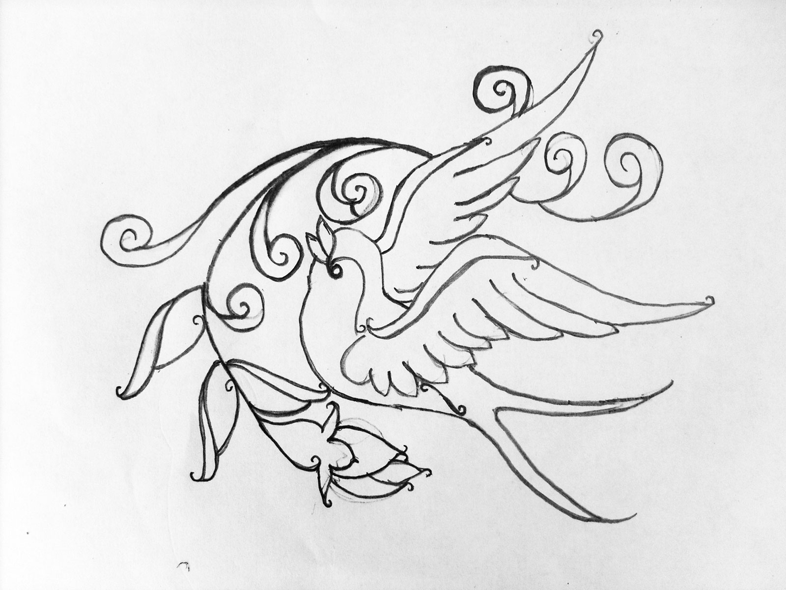 1600x1200 Collection Of Swallow With Crown Tattoo Design