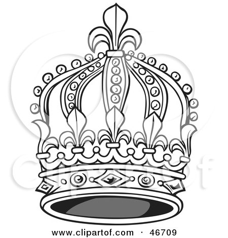 450x470 Clipart Illustration Of A Tall Black And White Elegant King Crown