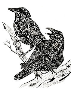236x300 Talk Of The Town 11x14 Zentangle Ravens Crows Print From Artist