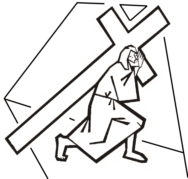 600x569 Easter Coloring Book Page Jesus Carries Cross, Jesus Christ