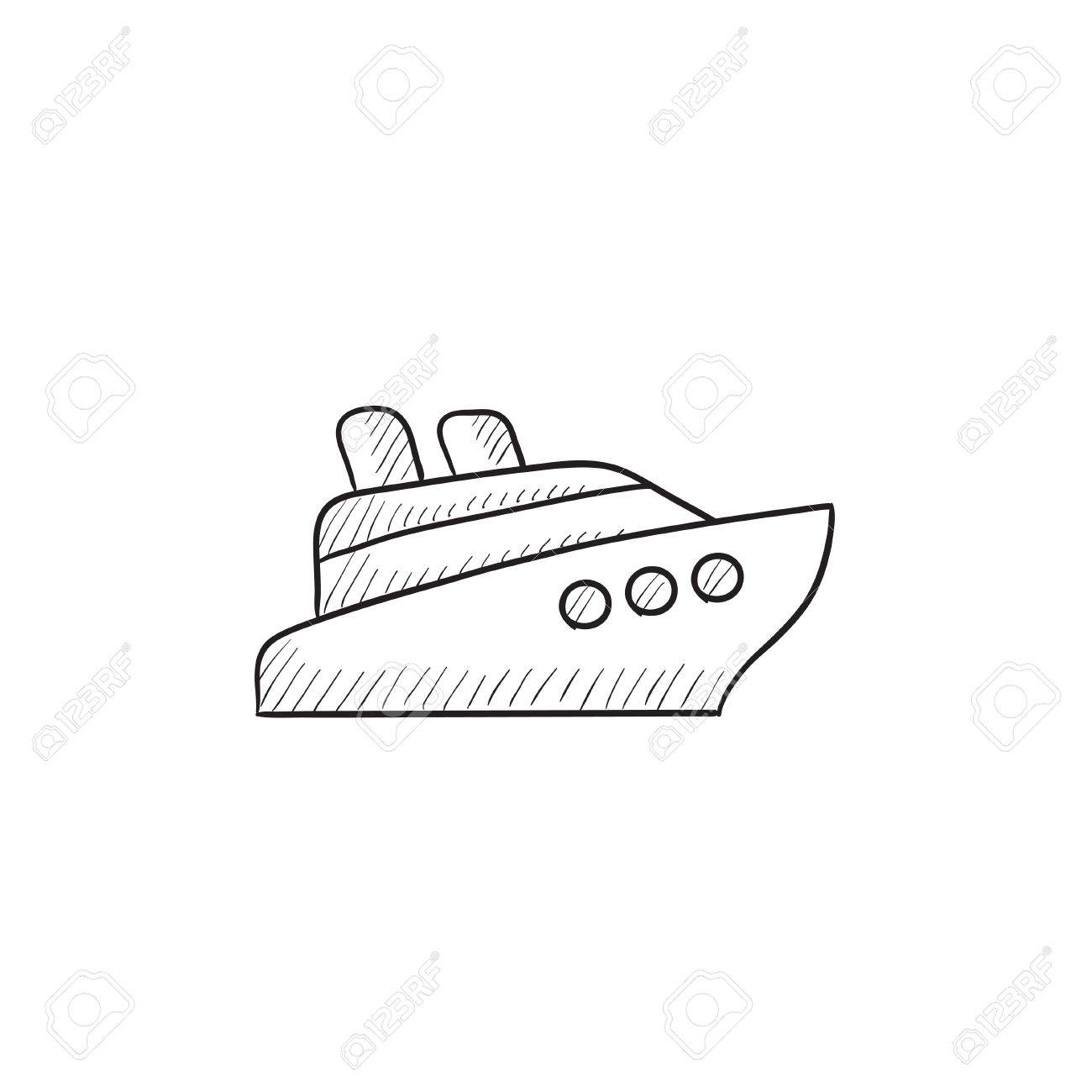 1300x1300 Cruise Ship Vector Sketch Icon Isolated On Background. Hand Drawn
