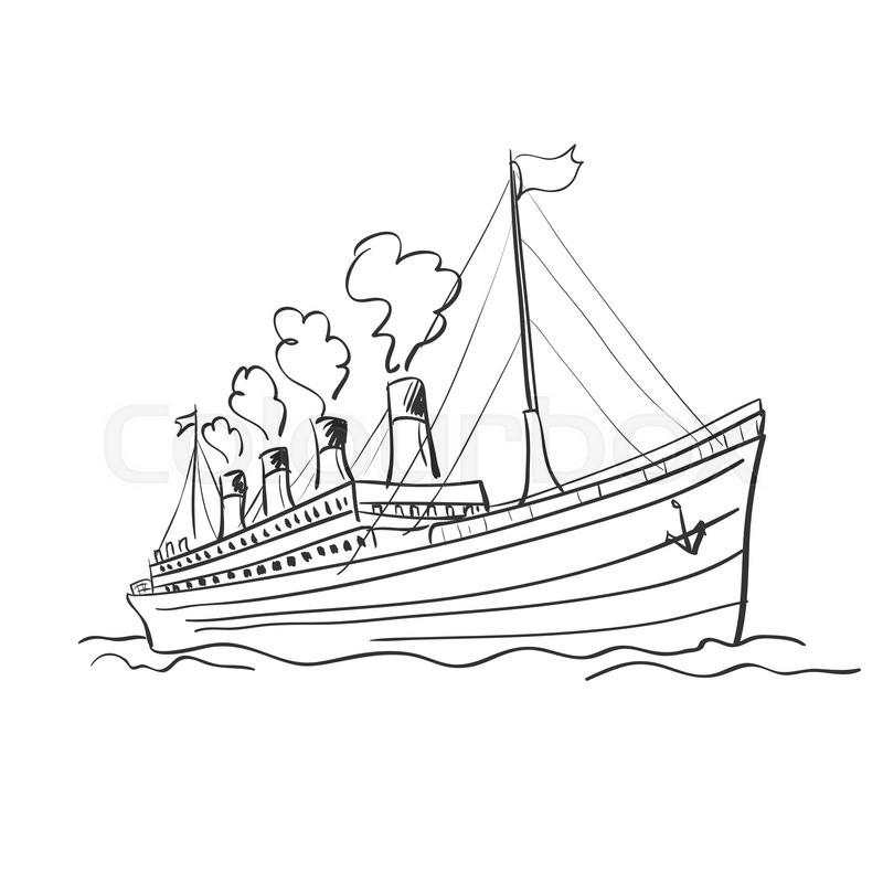 800x800 Cruise Ship. Doodle Style. Excellent Vector Illustration, Eps 10