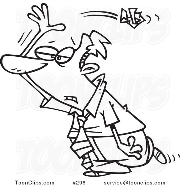 581x600 Coloring Page Line Art Of A Cartoon Business Man Tossing Crumpled