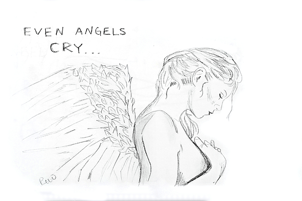 600x400 Even Angels Cry Drawing By Rebecca Wood