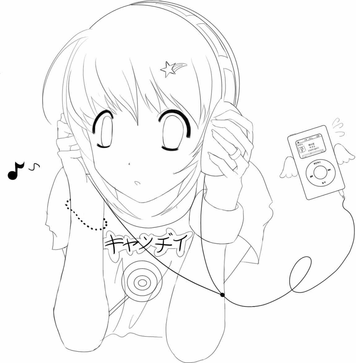 1150x1172 Anime Listening To Music Drawing
