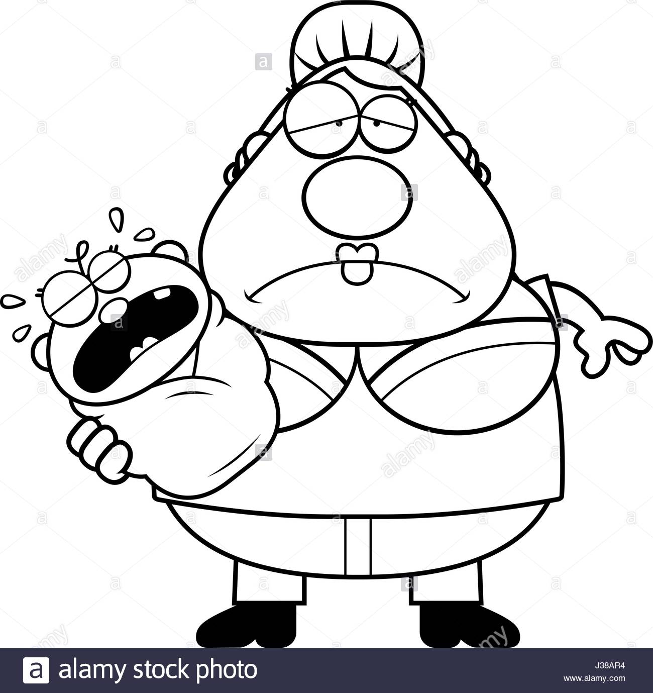 1300x1379 A Cartoon Illustration Of A Mom With A Crying Baby Looking Tired