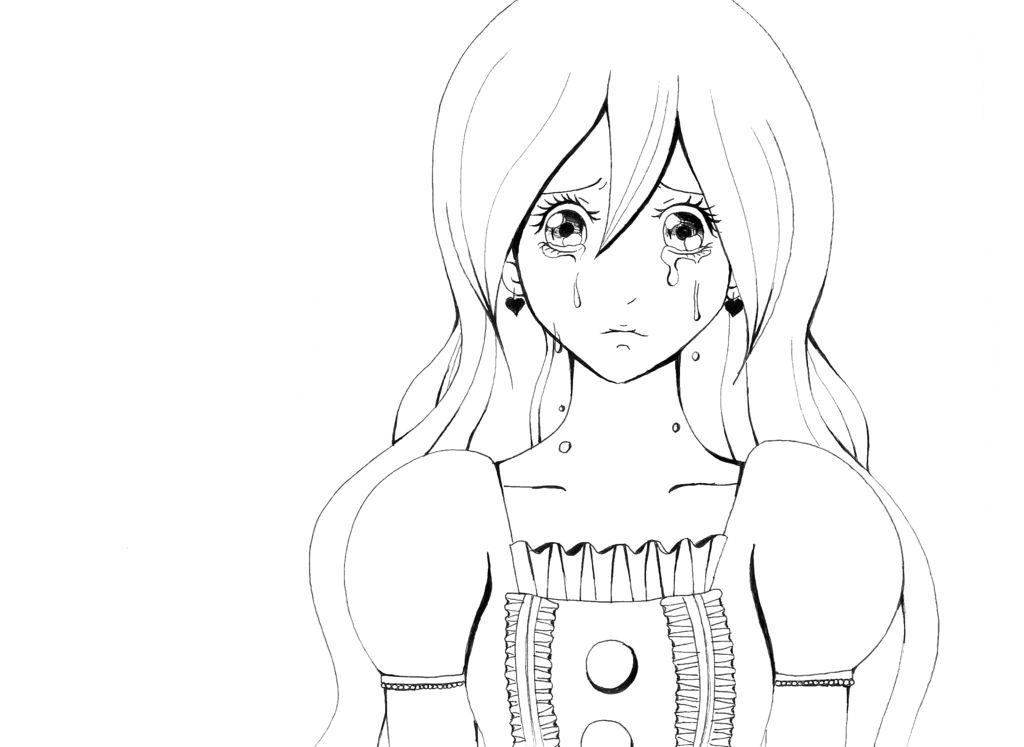 1024x747 Line Drawing Girl Crying By Marcowholemilk