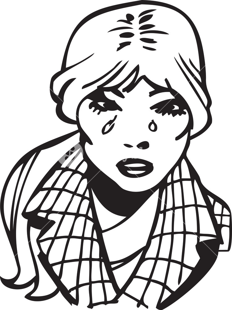 749x1000 Illustration Of A Crying Lady. Royalty Free Stock Image
