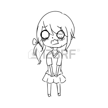 450x450 Illustration Vector Hand Drawn Doodle Of Little Girl Crying