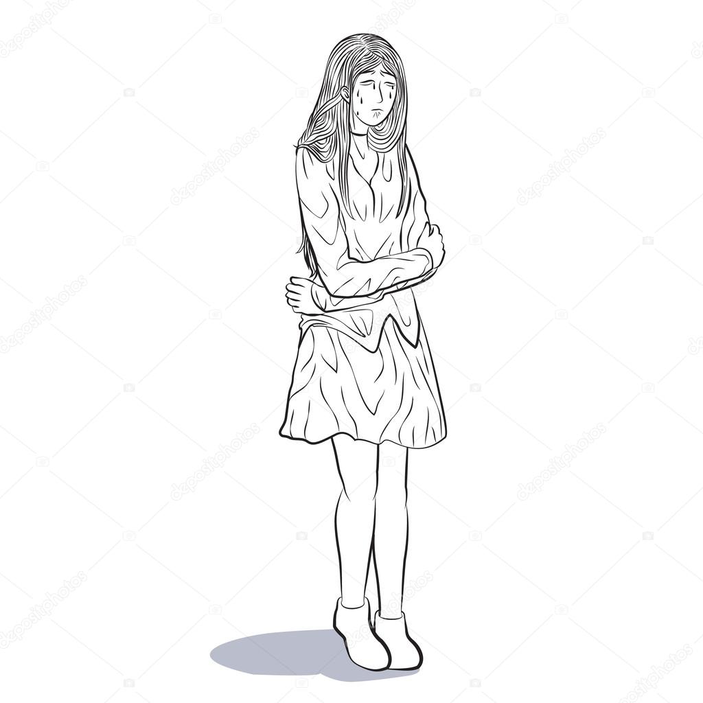 1024x1024 Sad Girl Lonely Vector Stock Vector Ziemanz