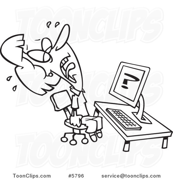 581x600 Cartoon Black And White Line Drawing Of A Helpless Lady Crying